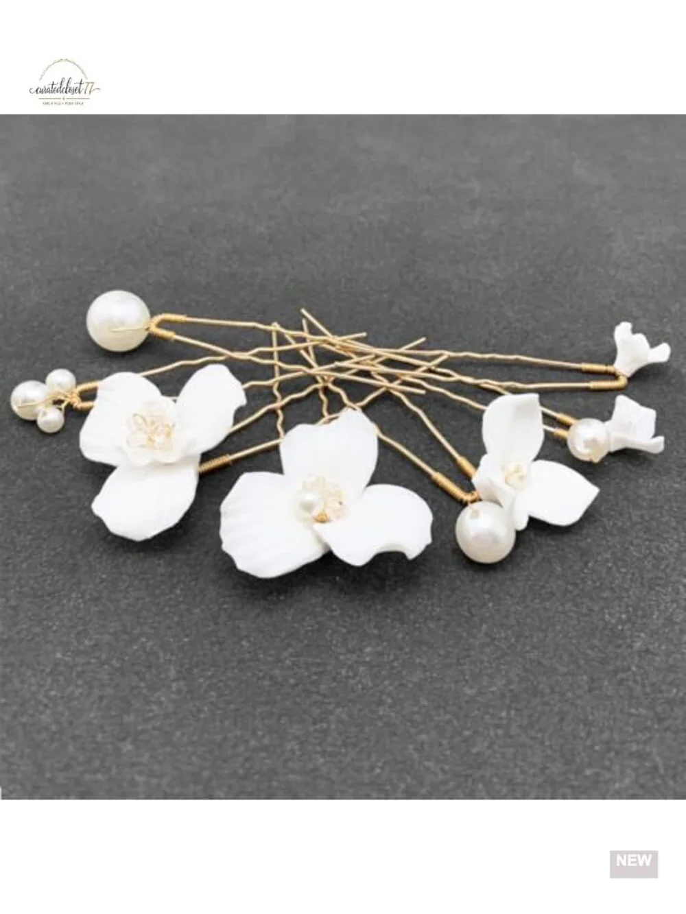 7 Pcs Ceramic Flower Hair Pins for Wedding Bridal Hair Pieces